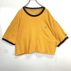 champion チャンピオン リンガーTシャツ ロゴ刺繍 クロップド丈