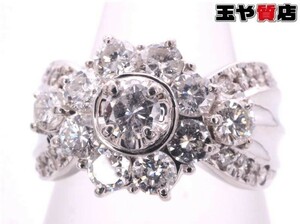 ダイヤ1.00ct フラワー デザイン リング 11号強 pt900 プラチナ