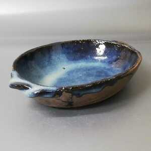  winter 84) Hagi . mountain root Kiyoshi . blue Hagi ellipse plate long plate unused new goods including in a package welcome 
