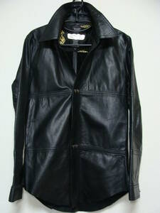 SKKINs gold * cow leather black leather shirt jacket * panel simple silver parts 