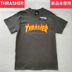 【新品未使用】THRASHER スラッシャー　半袖メンズＴシャツ　USサイズM　ストリート スケボー スケーター グレー