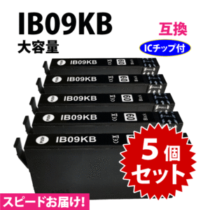 IB09KB ブラック 5個セット スピード配送 IB09KAの大容量タイプ エプソン プリンターインク 互換インク 目印 電卓