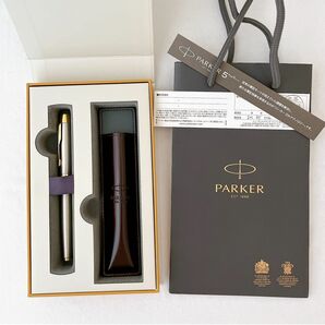 未使用　PARKER パーカー万年筆　レザーペンケース　ギフトボックスショッパー　販売証明書付