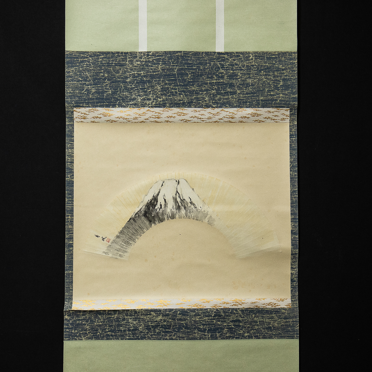 633 [正版] 小城麻美, 富士山, 扇形, 松山万光盒, 名古屋画家, 绘画, 日本画, 景观, 风与月