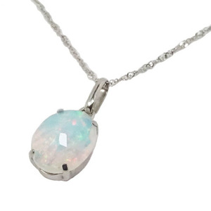  opal pendant necklace platinum large grain 1.0 carat up over Lumix cut / free shipping /10 month birthstone opal 