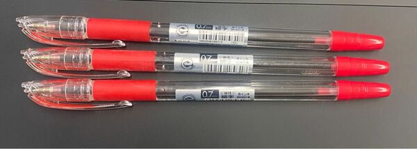 赤ボールペン　30本セット　ペンてる　0.7ミリ　キャップ式　油性　細字　