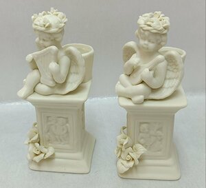  unused goods West ceramic made Angel | angel . pcs * candle holder 2 pcs 