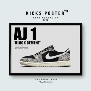 AJ1L エアジョーダン1ロー ブラックセメント Air Jordan 1 Low Black Cement スニーカーポスター 送料無料 AJ1-L64