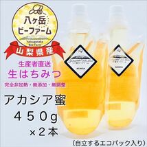 【生産者直送】山梨県産 八ヶ岳 生はちみつ 450g×２本《アカシア》_画像1