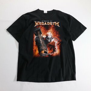【SALE】F□90年代 Megadeth Arsenal メガデス バンド ヘヴィメタル プリント Tシャツ ブラック 黒色 (XL) 中古 古着 k6671