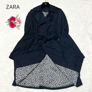 ZARA Zara trench coat te long chi navy Leopard M size 