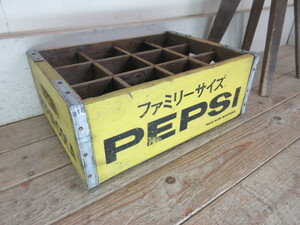  старый Pepsi-Cola Family размер. дерево коробка P996 античный мебель дерево box коробка Showa Retro America смешанные товары Ad ba Thai Gin Guin пыль настоящий 