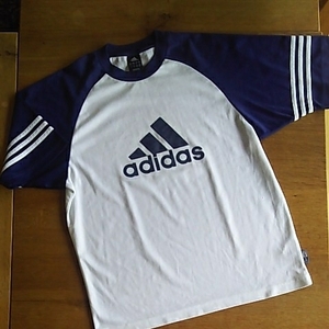 ｓ048 良品！お役立ち！ ■adidas■ アディダス クライマライト メンズ M 白×紺 ラグラン 半袖Tシャツ フロントロゴ サッカー フットサル