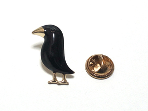 【ラペルピン★ピンズ】黒い鳥　バード　かわいい　ブラック　エナメル　pin-0691