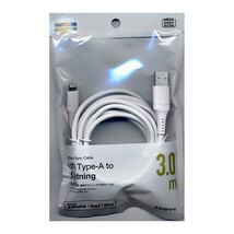 USBケーブル ラスタバナナ充電・通信ケーブルLightning/USB-A 3m ホワイト｜R30CAAL2A01WH 15-8641_画像3