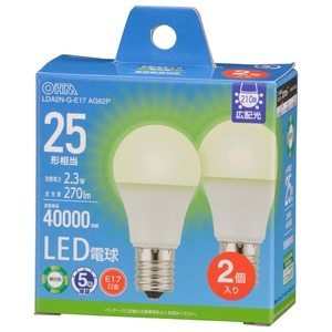 LED電球小形 E17 25形相当 昼白色 密閉器具対応 断熱材施工器具対応 2個入｜LDA2N-G-E17 AG62P 06-5537 オーム電機