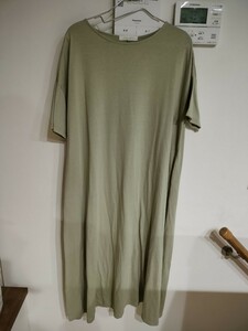 chocol raffine robe　ロングワンピ　半袖シャツ　 サイズ F モスグリーン　ナチュラル　パステルカラー