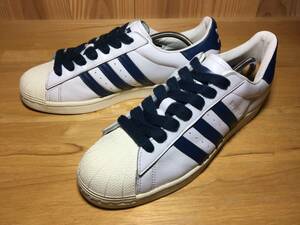 ★adidas アディダス SUPER STAR スーパースター 白×紺 27.5cm 美品 Uesd 検 スニーカー 80's