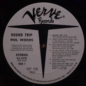 PROMO米VERVEオリジLP！プロモ白ラベル Phil Woods / Round Trip 1969年 V6-8791 Herbie Hancock参加！Johnny Pate フィル・ウッズ