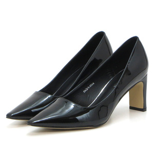  new goods large size pumps black 26.5cm 131313-43 enamel style high heel 