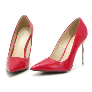  new goods large size pumps red 26cm 131386-42 silver heel enamel style high heel 