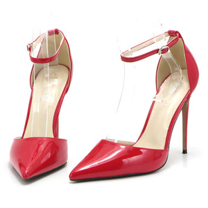  new goods large size pumps red 27cm 131480-44 enamel style ankle strap separate high heel 