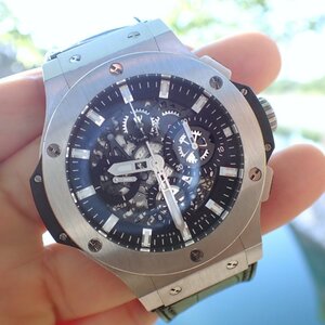 F2879【HUBLOT】311.SX.1170.GR ウブロビッグバン アエロバン裏スケルトン ステンレススチール メンズ自動巻【BRAND CLUB HILTON OSAKA】