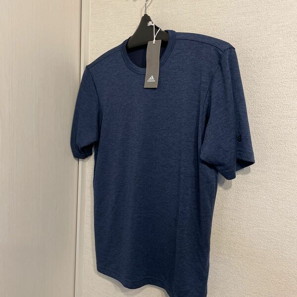 新品　定価3289円　ネイビー杢　半袖でシャツ　プラシャツ　S