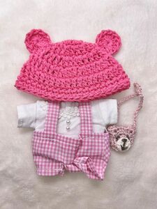 ちびぬい服　ハンドメイド♪ 服上下とクマの帽子とかばんの4点セット