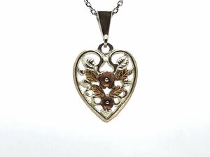 超希少ヴィンテージ【ブラックヒルズ ゴールド】silver 12K◆Heart&flower&leaf◆ネックレス ペンダント◆VTG Coleman.Co Black Hills gold