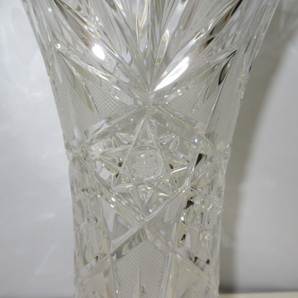 ★YC7677 未使用品 BOHEMIA 花瓶 ボヘミアクリスタル 花器 フラワーベース カットガラス オブジェ インテリア 送料無料★の画像3