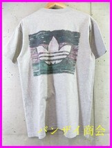 【送料300円可】010c177◆80s 90sヴィンテージ◆adidas アディダス トレフォイル 半袖Tシャツ M/両面プリント/ジャージ/ジャケット/古着_画像1