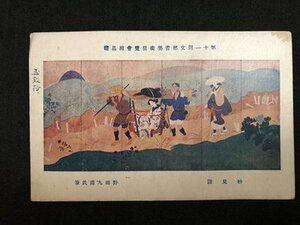 ｍ〇〇　戦前絵葉書　第10回文部省美術展覧会出品画　野田九浦氏筆　妙見詣　/I84②