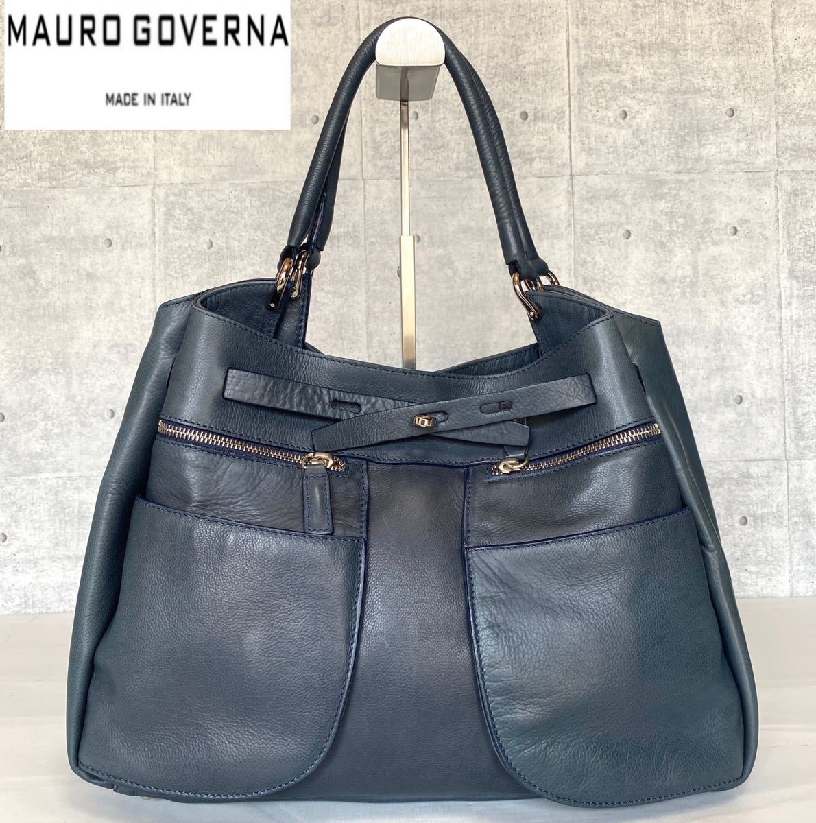 MAURO GOVERNA マウロゴヴェルナ ベージュ カーフレザー ゴールド金具