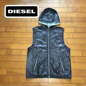 ★【 DIESEL 】★ ナイロンxニット切り替えパーカーベスト★サイズS★i-823