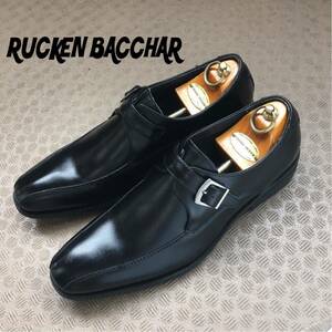 ★【 RUCKEN BACCHAR 】★ ロングノーズ モンクストラップ 幅広合皮ビジネスシューズ★サイズ25.5 EEEE