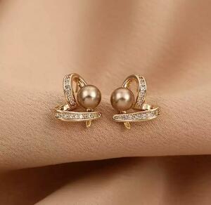 514* new goods unused * lady's Gold earrings cz diamond zirconia jewelry accessory wedding stylish Stone casual 