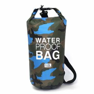  waterproof shoulder bag pool bag light blue × camouflage 10L [064] waterproof outdoor sea water .shuno-ke ring 