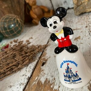 80s ヴィンテージ*Disney 東京ディズニーランド 開園当時*陶器 眉毛 ミッキーマウス フィギュア ハンドベル*呼び鈴 人形 ドール*絶版 希少