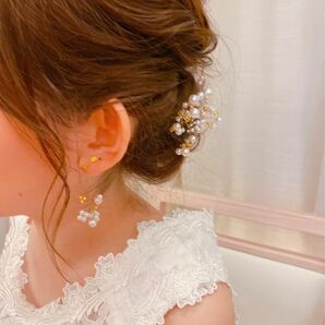 ウエディング　ヘアアクセサリー　イヤリングセット