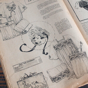 稀少 パリの手芸雑誌 1922年 ３冊 手刺繍 紙モノ 手芸 アール・デコ ベルエポック 時代衣装 フランス 洋書 イラスト アンティーク /J597の画像6