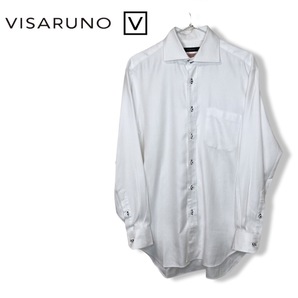 ★VISARUNO ビサルノ★メンズ 長袖 シャツ 白 ホワイト ワイシャツ レギュラーカラー 管:D:07の画像1