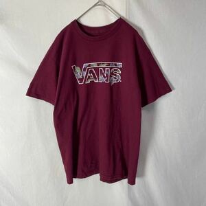 VANS 半袖プリントTシャツ　古着　Mサイズ　ワインレッド