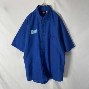 レッドキャップ　半袖ワークシャツ　ボタンダウン 古着　Lサイズ　ブルー　ヴィンテージ WORK WEAR