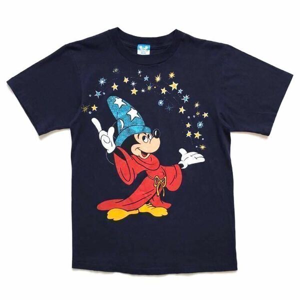 80s vintage USA製 DISNEY ディズニー FANTASIA ファンタジア プリントTシャツ 半袖 navy size M ユニセックス 希少 シングルステッチ old