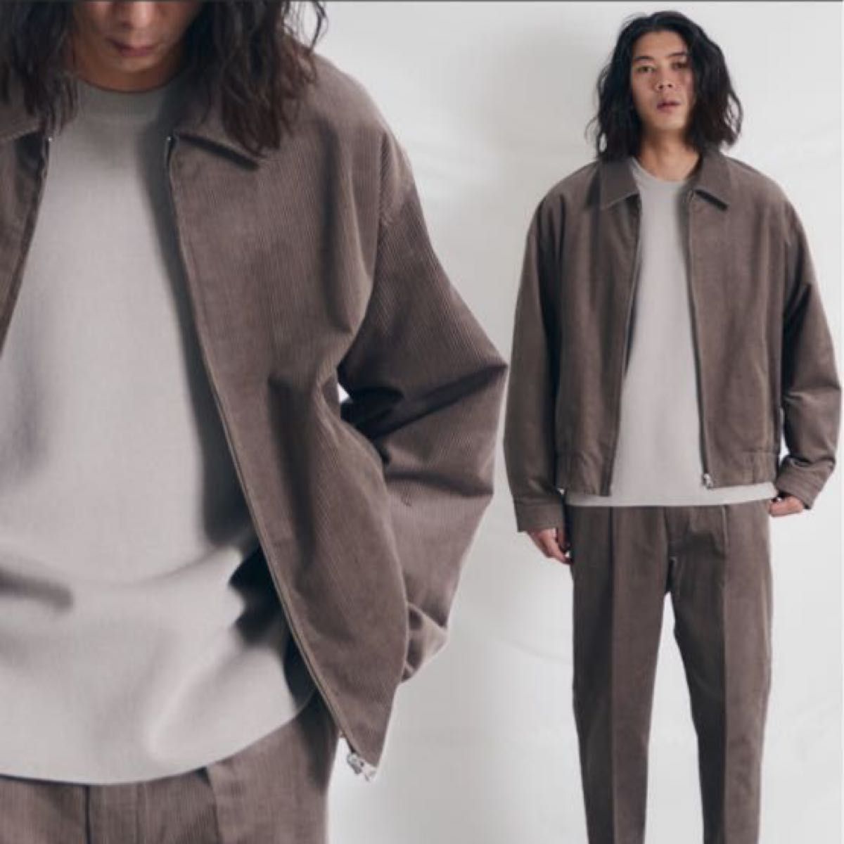 WYM LiDnM RAYON 11W CORDUROY ZIP OUTER SET-UP/セットアップ