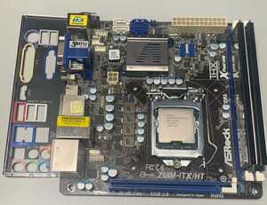 【簡易確認】中古 ASRock Z68M-ITX/HT Pentium G2120 4GBメモリ 2枚 / LGA1155 Mini-ITX