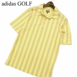 adidas GOLF アディダス ゴルフ CIMA COOL 春夏 吸汗速乾★ ロゴ刺繍 半袖 ストレッチ チェック ポロシャツ Sz.L/G　メンズ　A3T07605_6#A