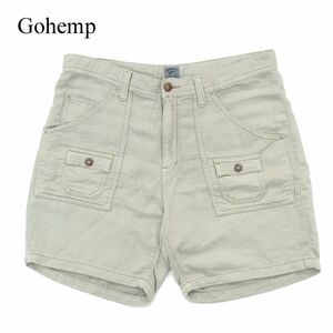 Gohemp ゴーヘンプ 春夏 ヘンプ混★ ストレッチ ブッシュ ショート パンツ Sz.32　メンズ グレー 日本製　A3B03203_6#P