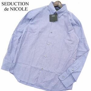 【新品 未使用】 SEDUCTION de NICOLE ニコル 通年 ストライプ★ 長袖 シャツ Sz.50　メンズ 日本製　A3T08076_7#C